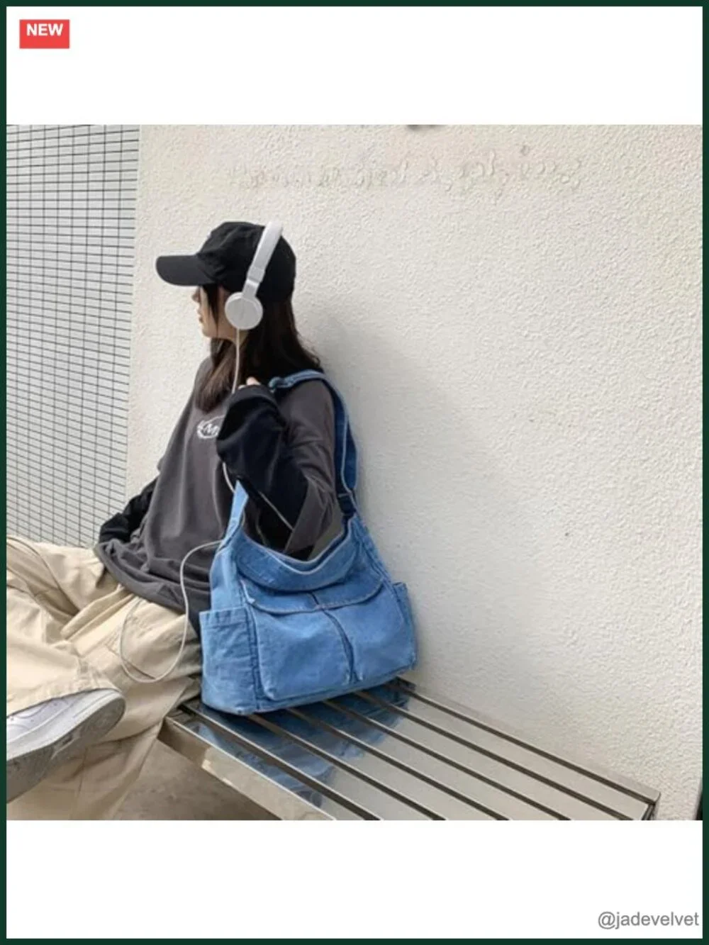 Denim Shoulder Bag Casual Lightweight Retro Travel Shopper Crossbody Handbag
